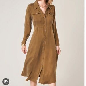 Spartina 449 Olive Green Shirt Dress Long Sleeves